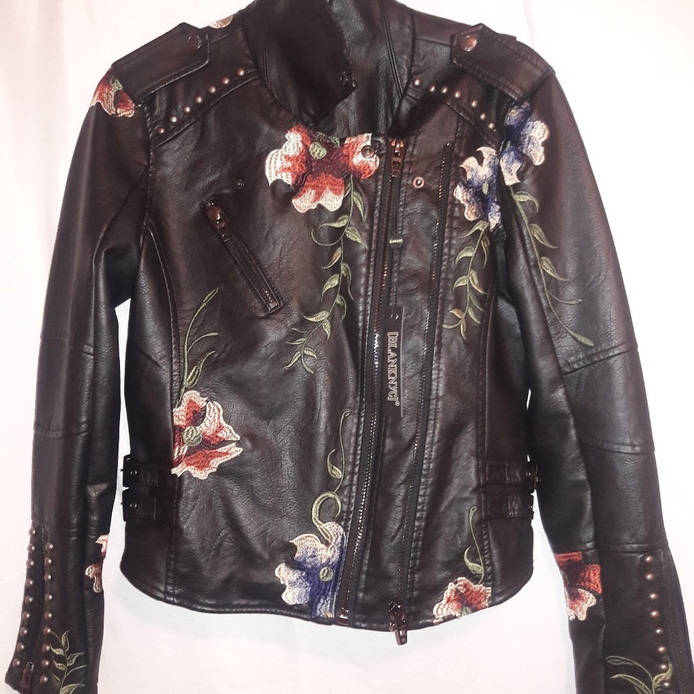 The Blank NYC Black Embroidered Vegan Jacket